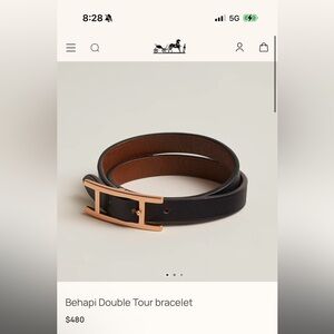 Hermes Black Leather Wrap Bracelet or choker with Silver Clasp